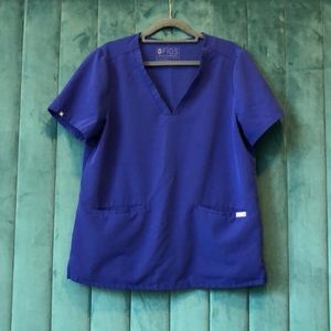 Royal blue Figs Casma scrub top L